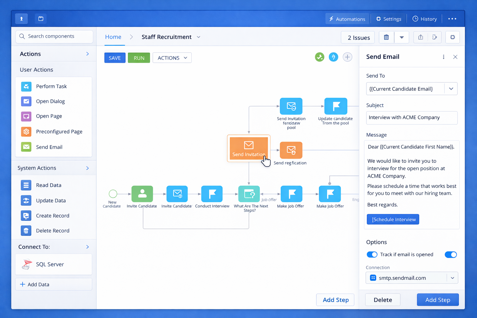Visual Development Interface Example