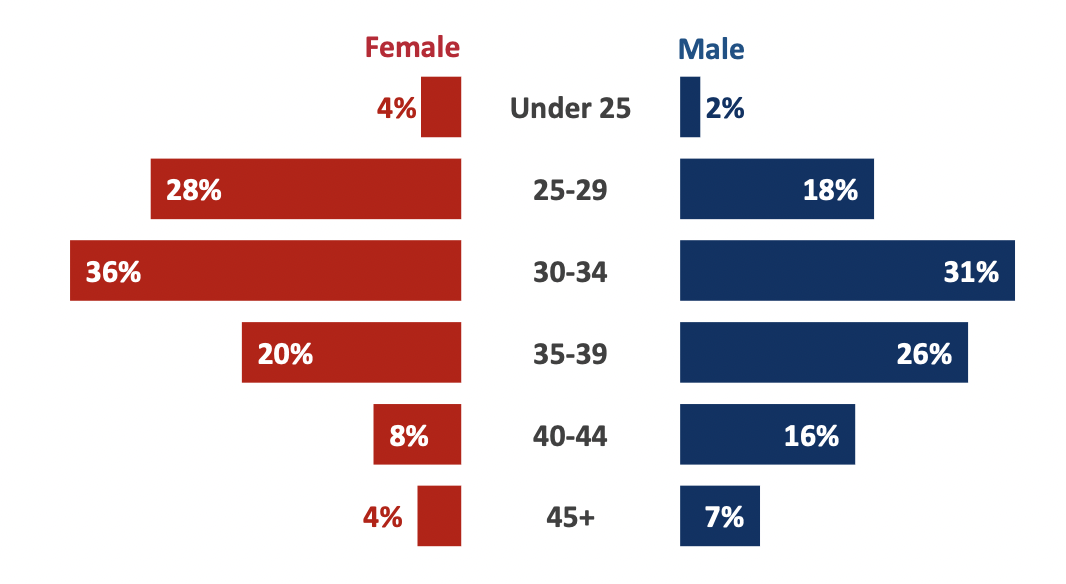 male vs female in H1B visa